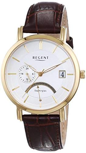 Regent Herren-Armbanduhr XL Analog Quarz Leder 11100250