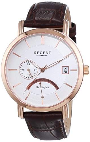Regent Herren-Armbanduhr XL Analog Quarz Leder 11100251