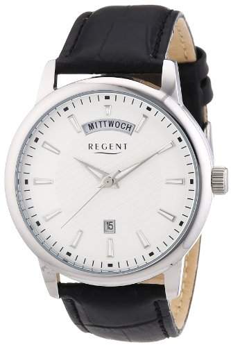 Regent Herren-Armbanduhr XL Analog Quarz Leder 11110647