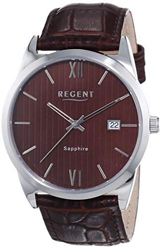 Regent Herren-Armbanduhr XL Analog Quarz Leder 11110694