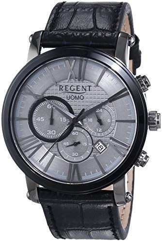 Regent Herren-Armbanduhr XL Analog Quarz Leder 11110698