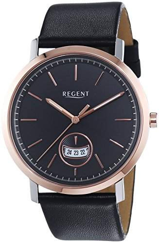 Regent Herren-Armbanduhr XL Analog Quarz Leder 11120110