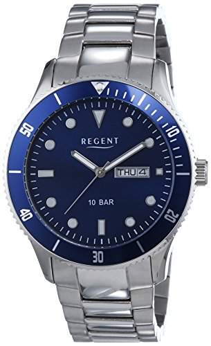 Regent Herren-Armbanduhr XL Analog Quarz Edelstahl 11150576
