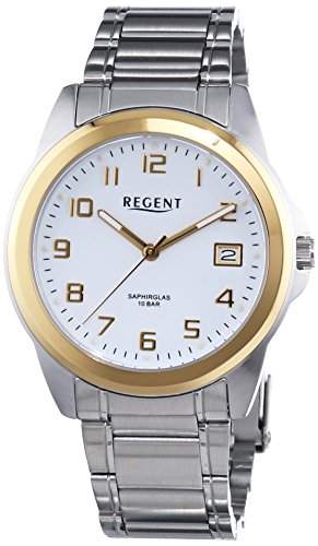 Regent Herren-Armbanduhr XL Analog Quarz Edelstahl beschichtet 11160235