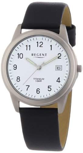 Regent Herren-Armbanduhr XL Analog Quarz Leder 11190095