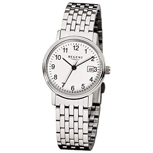 Regent Armbanduhr Damenuhren mit Metallband-Kollektion Damen-Uhr mit Edelstahl-Armband silber analoges Quarzwerk D1URF598