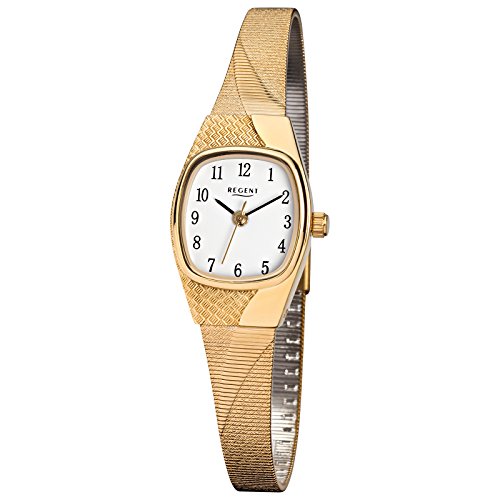 Regent Elegant Analog Edelstahl Armband gold Quarz Uhr Ziffernblatt weiss URF624