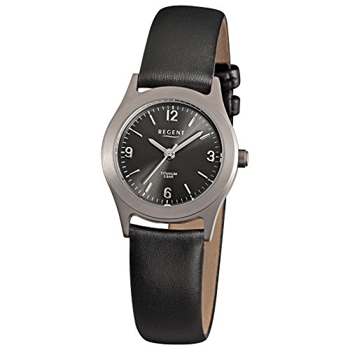 Regent Elegant Analog Leder Armband schwarz Quarz Uhr Ziffernblatt anthrazit schwarz URF872