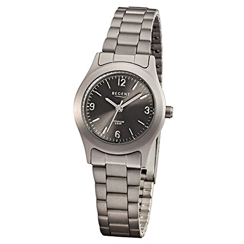 Regent Elegant Analog Titan Armband grau Quarz Uhr Ziffernblatt anthrazit schwarz URF856