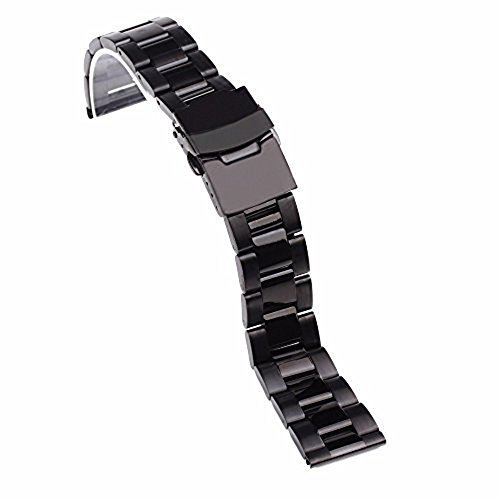 Niceshop 22 mm schwarz Edelstahl Armband watchbands Armbanduhr Kettenglieder gerades Ende