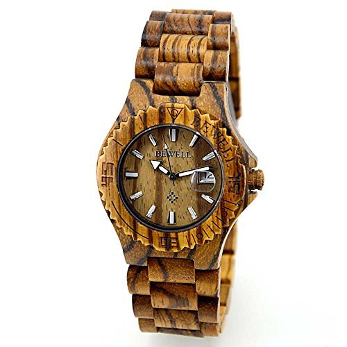 Niceshop Unsex Zebra Holz Armbanduhren Datum Holz Armbanduhr verstellbar Holz Band Armbanduhr