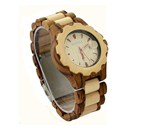 Niceshop Damen Zabra verstellbar Armbanduhren Datum Holz Armbanduhr verstellbar Holz Band Geschenk geben