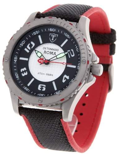 Detomaso Classic Herren-Armbanduhr XL Roma Titanium Schwarz Silber Analog Leder