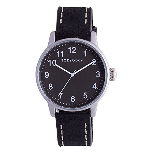 TokyoBay t626 bk Herren Edelstahl schwarz Leder Band Schwarz Zifferblatt Smart Watch