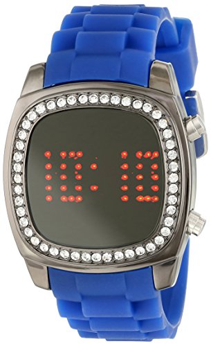 TKO ORLOGI Frauen TK571 BL Crystalized Spiegel Digital Blue Rubber Strap Uhr