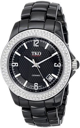 TKO ORLOGI Frauen TK577 BK Original Ceramic Ice Black Crystallized Luenette Uhr