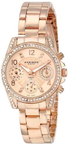 Akribos XXIV Damen-Armbanduhr Lady Diamond und crystal-accented Edelstahl