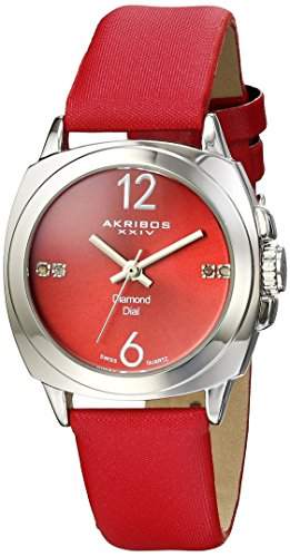 Akribos XXIV Damen-Armbanduhr Lady Diamond Analog Display Swiss Quarz rot