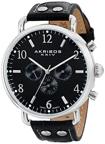 Akribos XXIV Herren Armbanduhr Ultimate mit Schwarz Leder Band