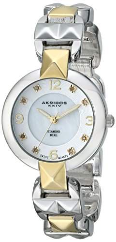 Akribos XXIV Damen-Armbanduhr Lady Diamond Analog Display Swiss Quarz Zwei Ton