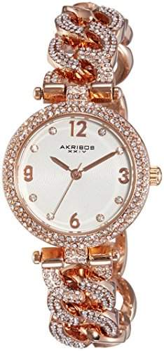 Akribos XXIV Damen Brillianaire crystal-accented Rose goldfarbene Armbanduhr
