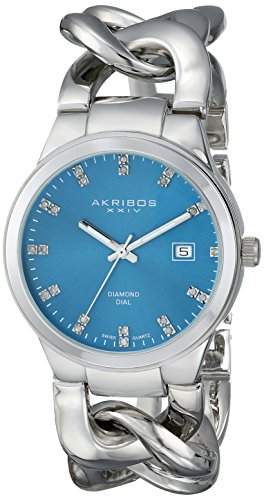 Akribos XXIV Damen ak759sstq Lady Diamond Analog Display Swiss Quartz Silber Uhr