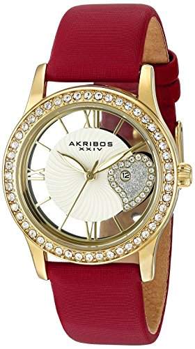 Akribos XXIV Damen-Armbanduhr Analog Display Japanisches Quarz-Rot
