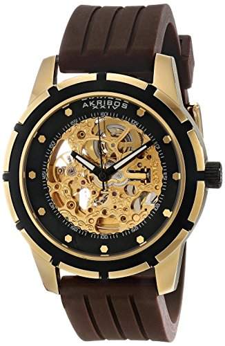 Akribos XXIV Herren s PREMIER Delos Automatic Skeleton Gold Watch