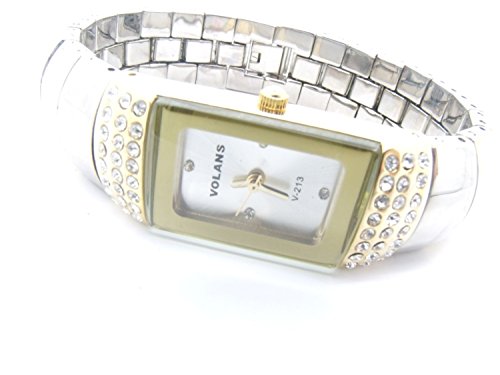 Kristall Detail Silber Damen Fashion Armbanduhr