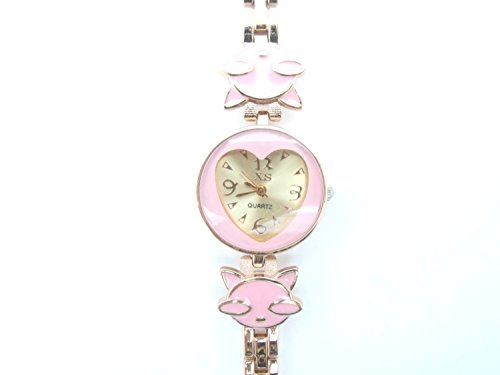 Pink Cat Herz Zifferblatt Damen Fashion Armbanduhr