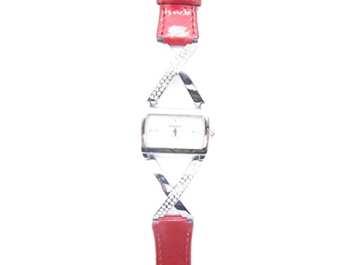 rechteckig Kristall Zifferblatt rot Leder Damen Fashion Armbanduhr
