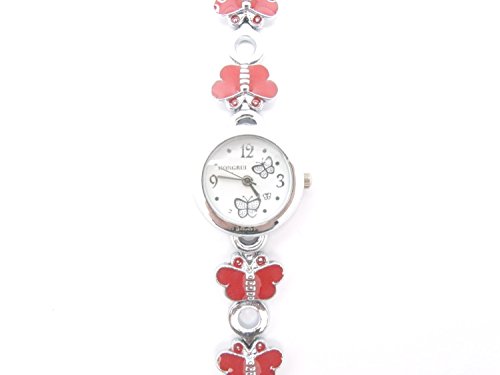 Rot Schmetterling Damen Fashion Armbanduhr