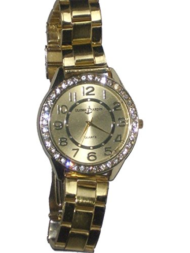 Damen Gold Quarz Strass Fashion Armbanduhr Analog elegant