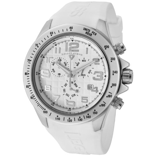 Swiss Legend Quarz Uhr Chronograph sl 30041 02 Herren Silikon Armband Weiss