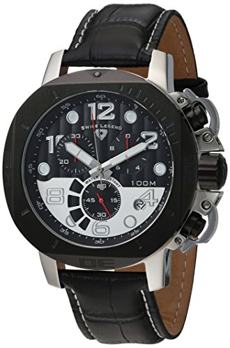 Swiss Legend Scubador Herren 48mm Chronograph Schwarz Leder Armband Uhr 10538 01 BB SP