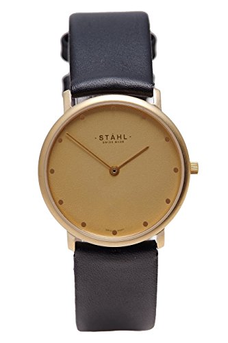 Stahl Swiss Made Armbanduhr Modell st61111 vergoldet klein 27 mm Fall 12 dot Gold Zifferblatt
