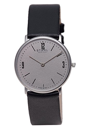 Stahl Swiss Made Armbanduhr Modell st61349 Edelstahl Gross 33 mm Fall Arabisch und Bar Grau Zifferblatt