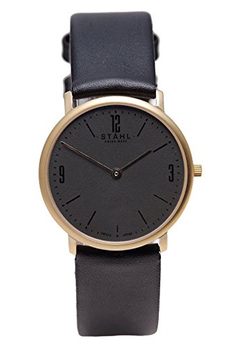 Stahl Swiss Made Armbanduhr Modell st61104 vergoldet klein 27 mm Fall Arabisch und Bar Silber Zifferblatt