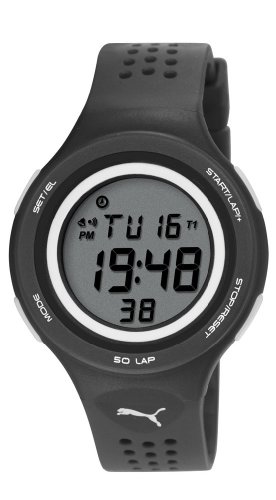 Puma Faas 200 Glow Unisex Digital Uhr mit LCD Zifferblatt Digital Display und schwarz PU Gurt PU911081001