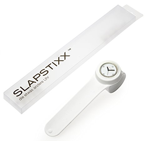 SlapStixx wasserdichte Quarzuhr mit Silikonarmband Slap oder WrapWatch moderne und trendige Uhr weiss