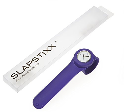 SlapStixx wasserdichte Quarzuhr mit Silikonarmband Slap oder WrapWatch moderne und trendige Uhr dunkelviolett lila
