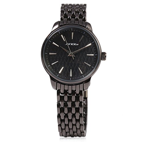 Leopard Shop SINOBI 9586 Frauen Quarz Uhr Edelstahl Armband Armbanduhr 30 m Wasser Widerstand schwarz