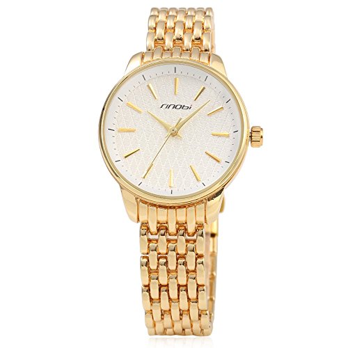 Leopard Shop SINOBI 9586 Frauen Quarz Uhr Edelstahl Armband Armbanduhr 30 m Wasser Widerstand Golden