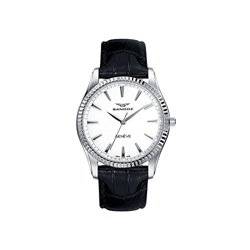 Sandoz Classic 81308 00 Uhr Damen aus Edelstahl mit Leder Armband Schwarz mit Schweizer Saphirglas und Maschinen