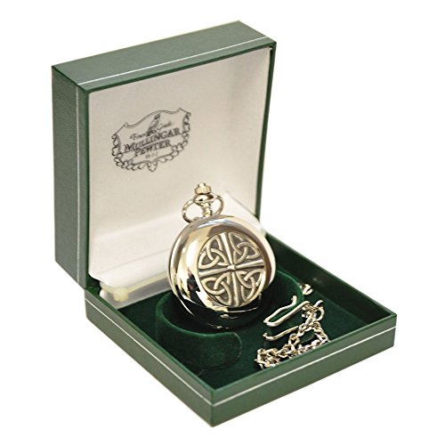 Mullingar Pewter Pocket Watch With Celtic Trinity Knot Design