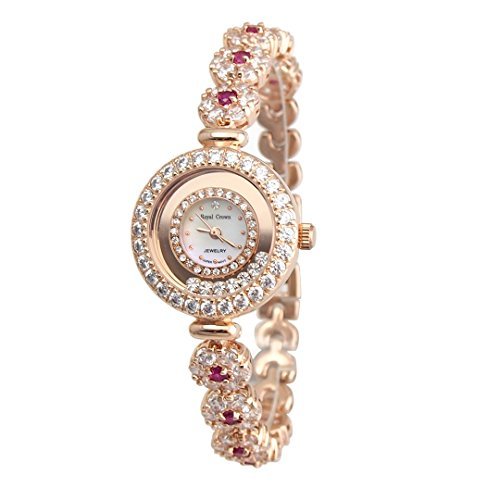 RC Damen Armband Armbanduhr Luxus Gold langii rg5308b21 rund pink CZ Stein