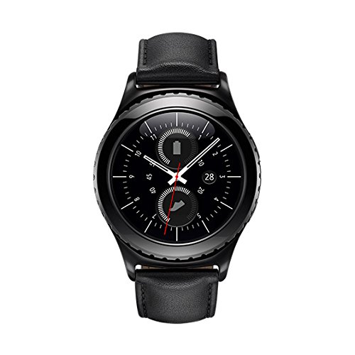 SAMSUNG SM R7320ZKAATO Samsung Gear S2 classic black Uhr Unisex Lederarmband Edelstahl Digital schwarz