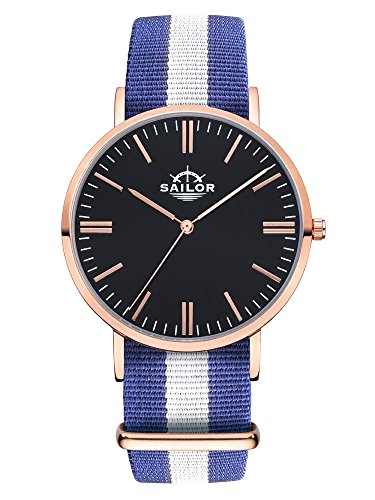 Sailor Armbanduhr Classic Captain mit Nylonarmband Farbe Ziffernblatt schwarz Durchmesser 40mm