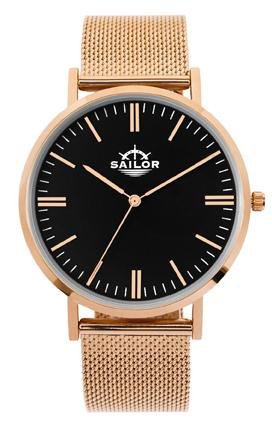 Sailor Armbanduhr Classic Style rosegold mit Milanaise Armband Farbe Ziffernblatt schwarz Durchmesser 40mm