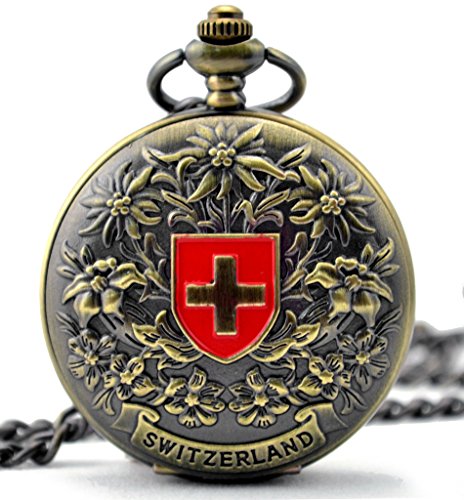Unendlich U Fashion Retro Handaufzug Mechanische Taschenuhr Schweizerisches Kreuz Hohle Skelett Kettenuhr Pullover Halskette Bronze